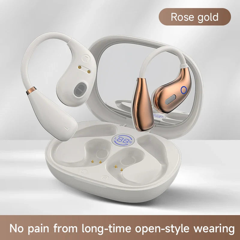 Sports Earbuds for Women – Bluetooth 5.4, Ear Hook, LED Display, Stereo Sound