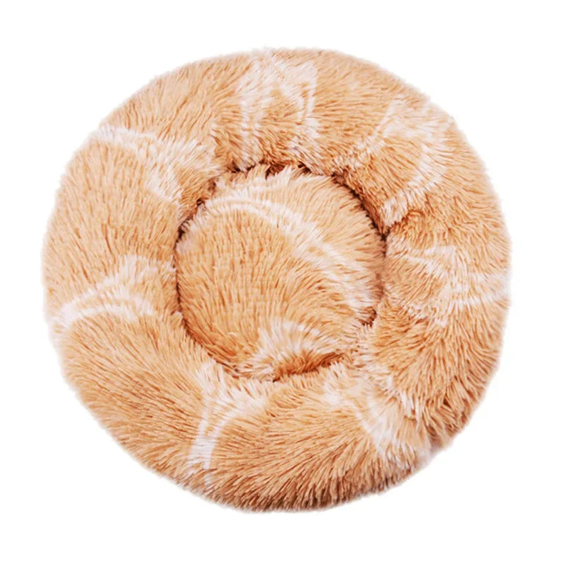 Large Plush Round Pet Bed – 40-90cm Soft Dog & Cat House for Winter Comfort