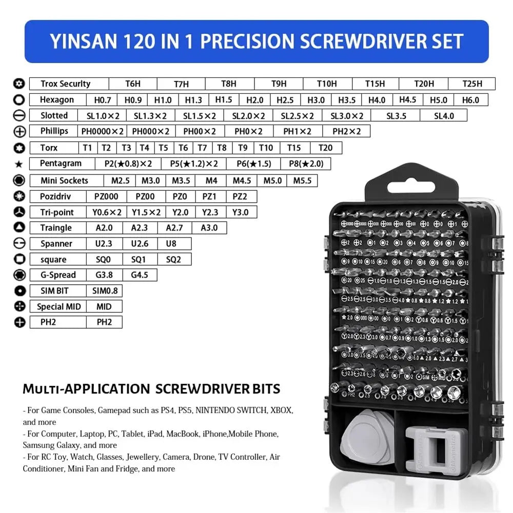 115-in-1 Precision Screwdriver Set – PC, Phone, Electronics Repair Tool Kit