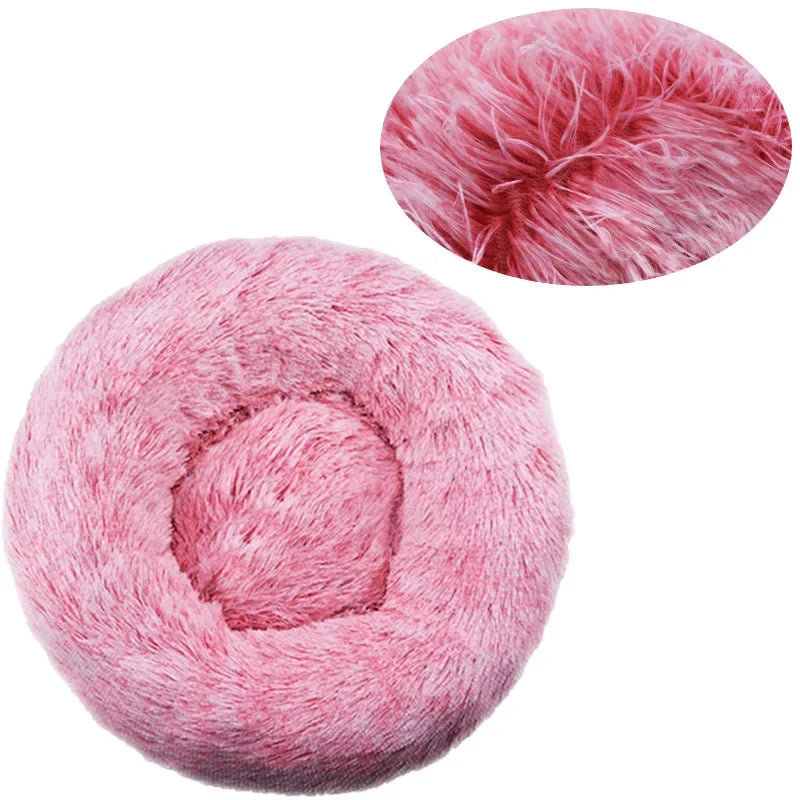 Large Plush Round Pet Bed – 40-90cm Soft Dog & Cat House for Winter Comfort