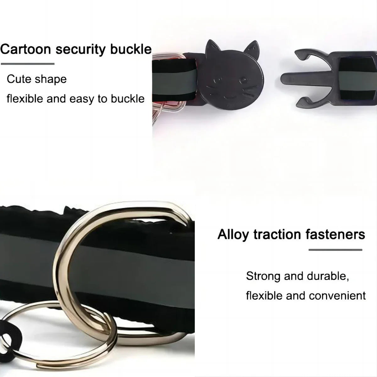 2PC Reflective Pet Collar Set – Cat & Dog Paw Print Anti-Lost Collars