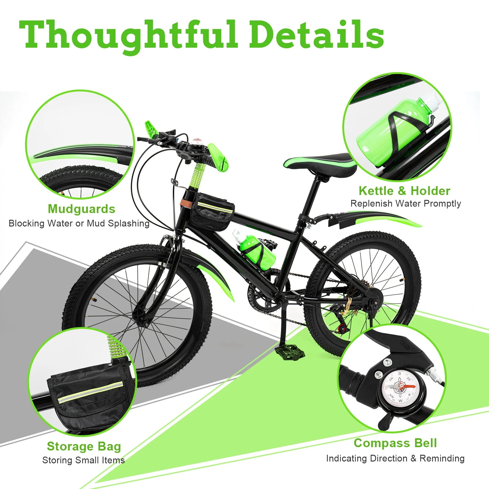 20"  7 Speeds Mountain Bike Kids Bicycle Dual-Disc Brakes Unisex Children's Bicycle Height Adjustable MTB Boys Girls Riding Bike