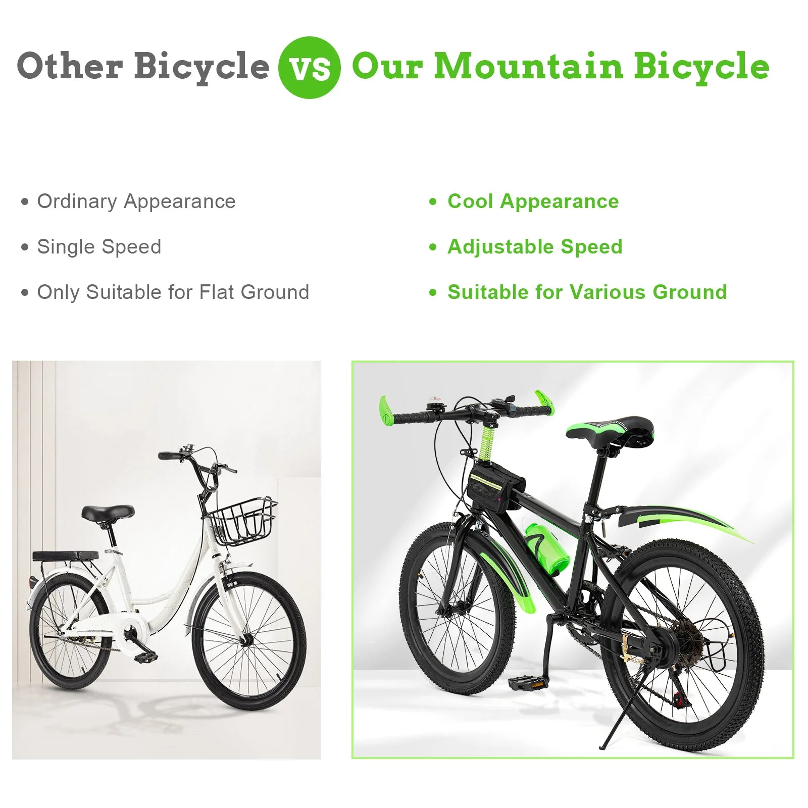 20"  7 Speeds Mountain Bike Kids Bicycle Dual-Disc Brakes Unisex Children's Bicycle Height Adjustable MTB Boys Girls Riding Bike