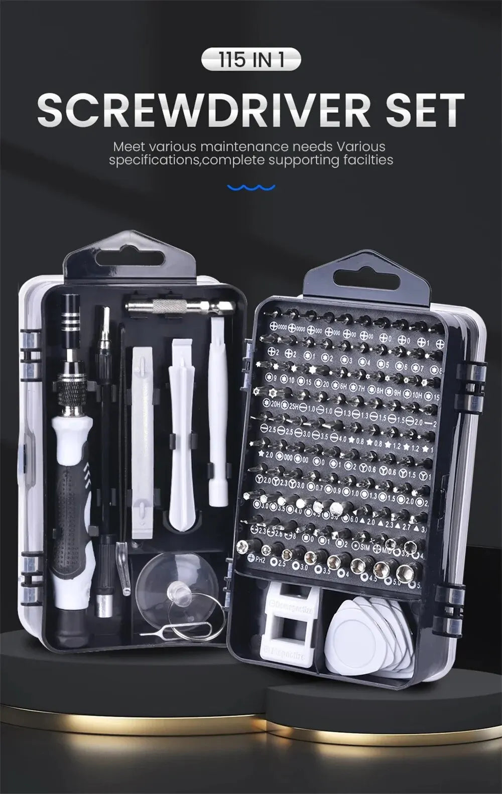 115-in-1 Precision Screwdriver Set – PC, Phone, Electronics Repair Tool Kit