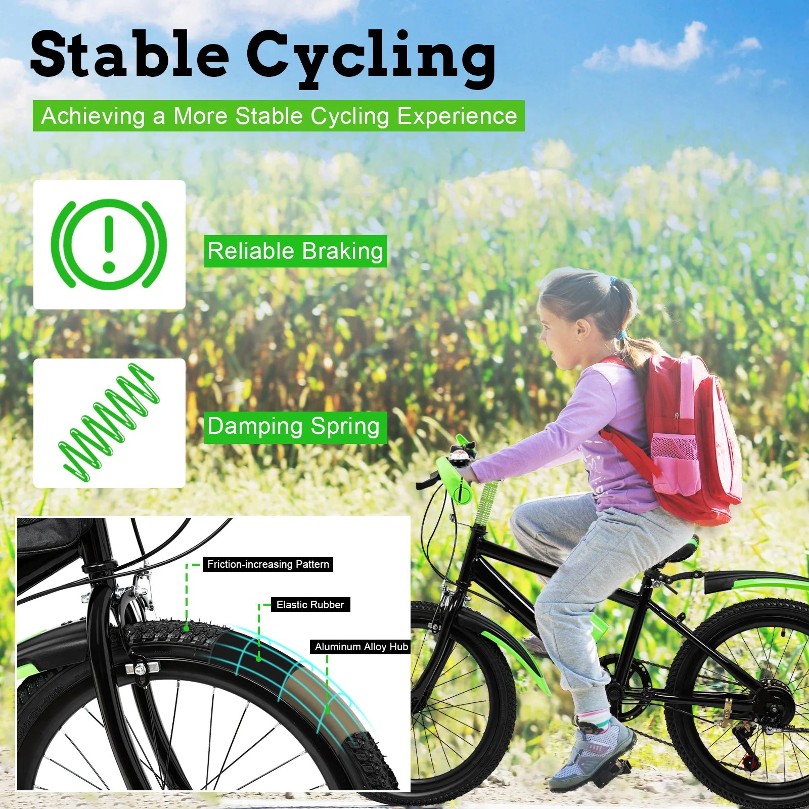 20"  7 Speeds Mountain Bike Kids Bicycle Dual-Disc Brakes Unisex Children's Bicycle Height Adjustable MTB Boys Girls Riding Bike