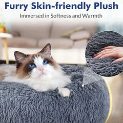 Large Plush Round Pet Bed – 40-90cm Soft Dog & Cat House for Winter Comfort