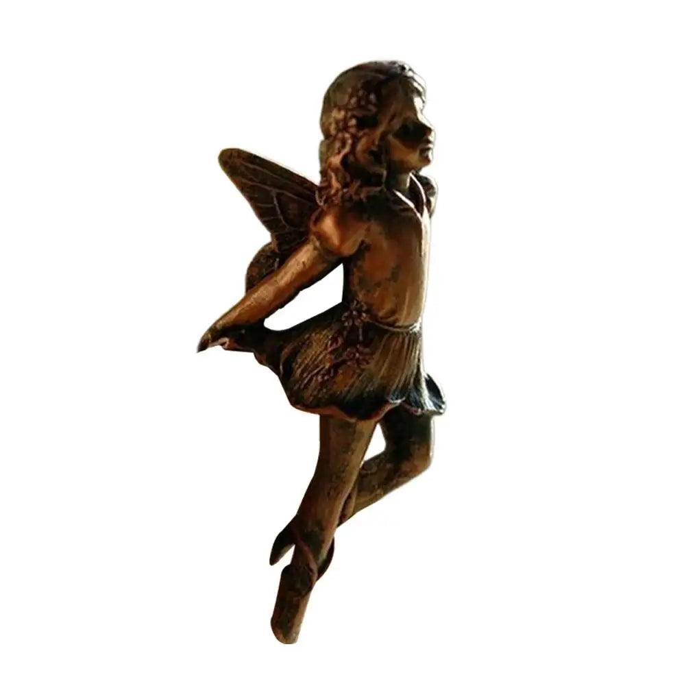 4Style Mini Girl Wings Hanging Cup Resin Decoration Fairy Combination Flower Basket Edge Decor For Garden Pot Ornaments H3U7
