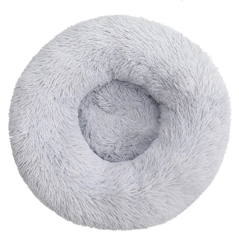 Large Plush Round Pet Bed – 40-90cm Soft Dog & Cat House for Winter Comfort