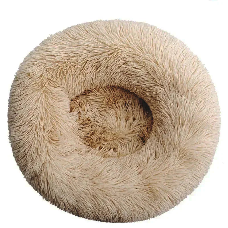 Large Plush Round Pet Bed – 40-90cm Soft Dog & Cat House for Winter Comfort