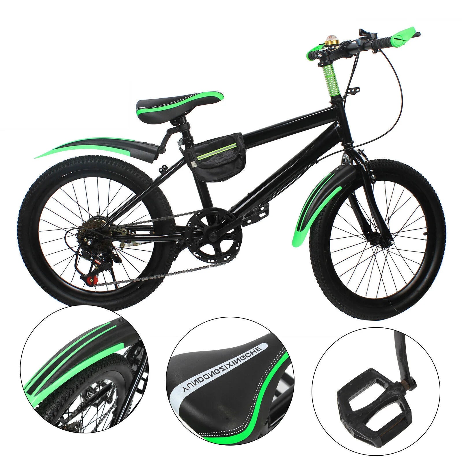 20"  7 Speeds Mountain Bike Kids Bicycle Dual-Disc Brakes Unisex Children's Bicycle Height Adjustable MTB Boys Girls Riding Bike