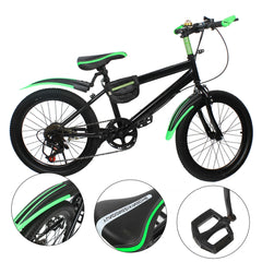 20"  7 Speeds Mountain Bike Kids Bicycle Dual-Disc Brakes Unisex Children's Bicycle Height Adjustable MTB Boys Girls Riding Bike