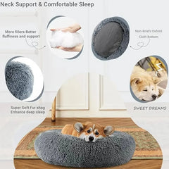 Large Plush Round Pet Bed – 40-90cm Soft Dog & Cat House for Winter Comfort