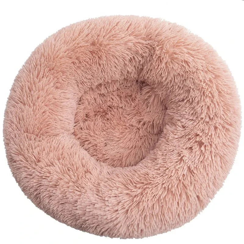 Large Plush Round Pet Bed – 40-90cm Soft Dog & Cat House for Winter Comfort