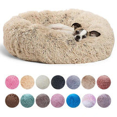 Large Plush Round Pet Bed – 40-90cm Soft Dog & Cat House for Winter Comfort