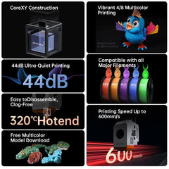 Anycubic Kobra S1 Combo Multi-Color 3D Printer High Precision Core XY Stable Structure Ultra-Quiet Max Speed 600mm/s 3D Printer