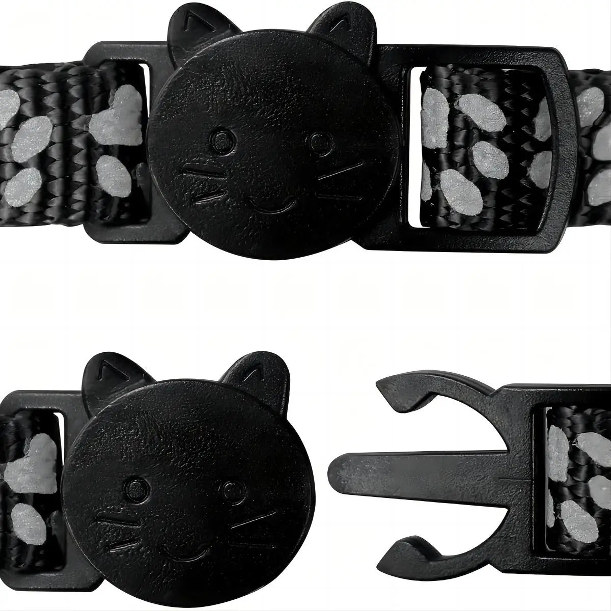 2PC Reflective Pet Collar Set – Cat & Dog Paw Print Anti-Lost Collars