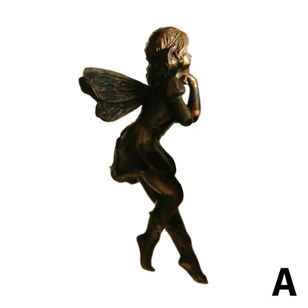 4Style Mini Girl Wings Hanging Cup Resin Decoration Fairy Combination Flower Basket Edge Decor For Garden Pot Ornaments H3U7