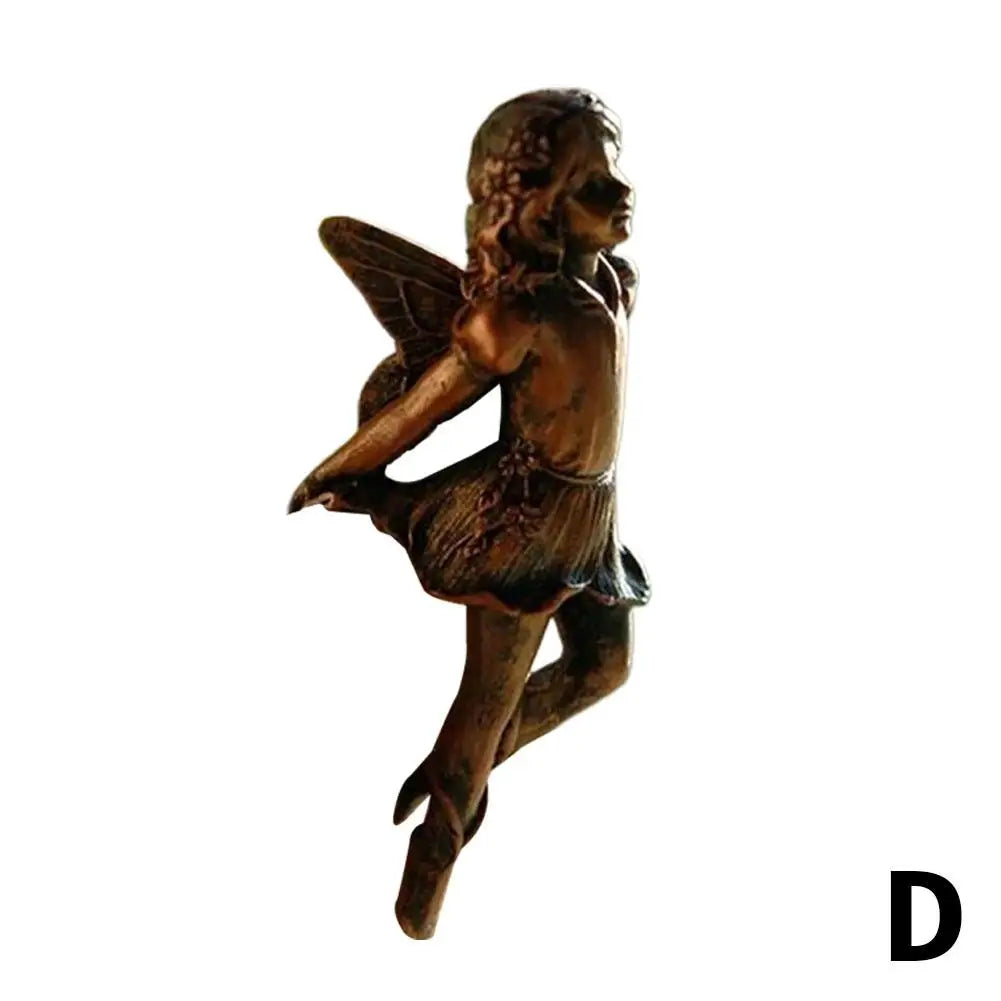 4Style Mini Girl Wings Hanging Cup Resin Decoration Fairy Combination Flower Basket Edge Decor For Garden Pot Ornaments H3U7