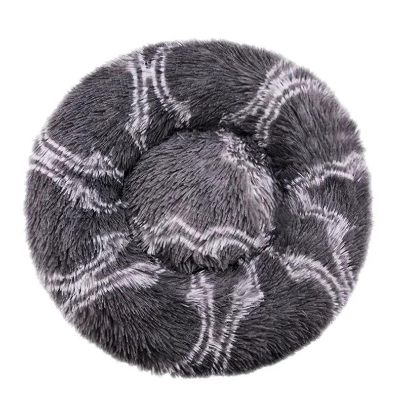 Large Plush Round Pet Bed – 40-90cm Soft Dog & Cat House for Winter Comfort