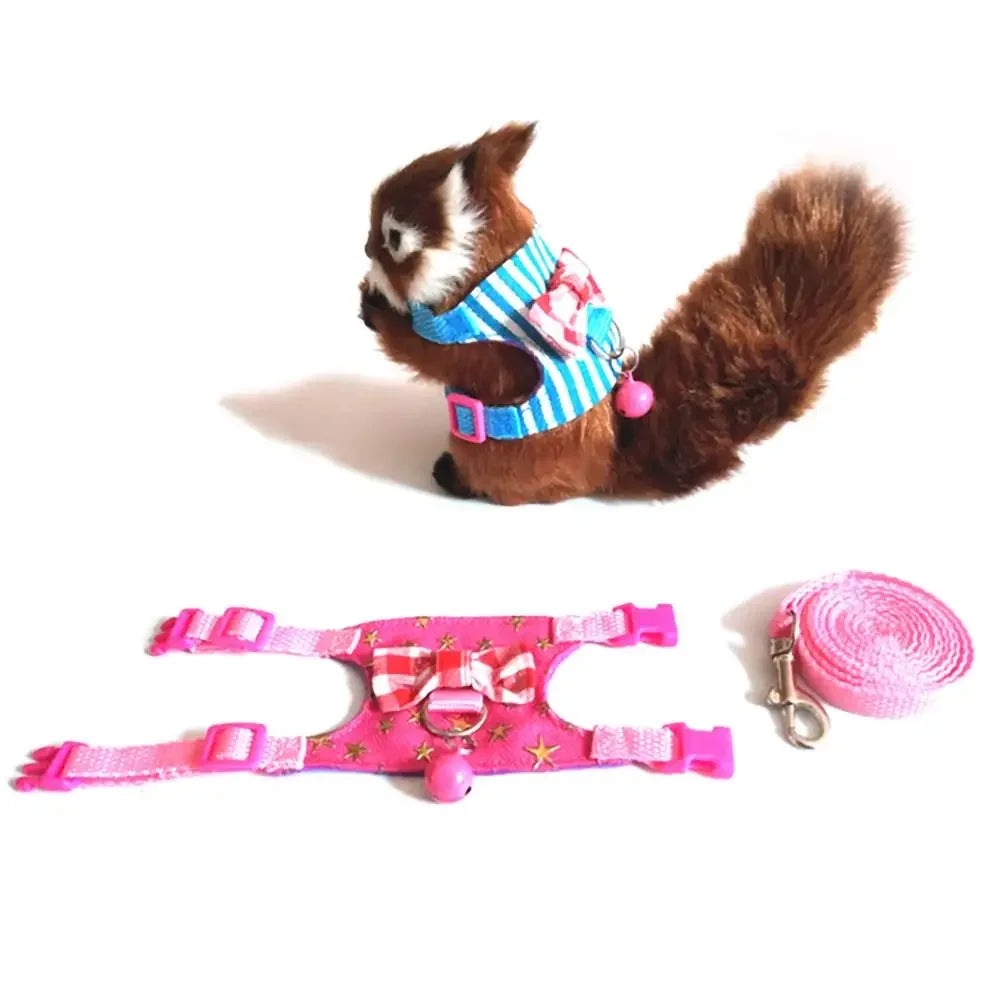 Pet Chest Strap Striped Hamster Rabbit Bow-knot Harness Vest Leash Traction Rope Ferrets Rats Chest Strap Small Pet Leashes
