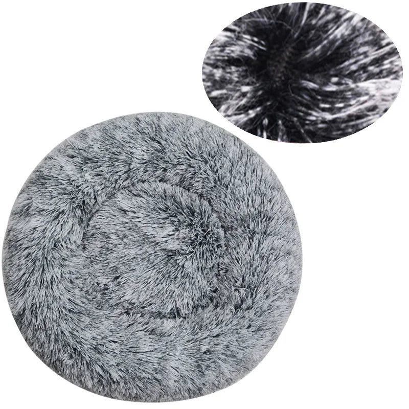Large Plush Round Pet Bed – 40-90cm Soft Dog & Cat House for Winter Comfort