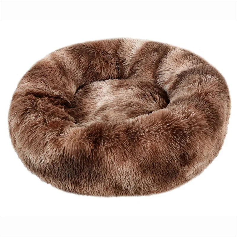 Large Plush Round Pet Bed – 40-90cm Soft Dog & Cat House for Winter Comfort