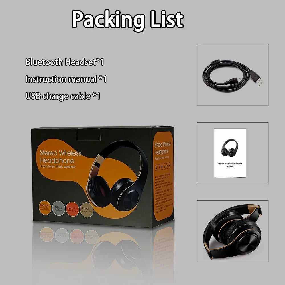 HIFI Stereo Bluetooth Earphones – FM Radio & SD Card Support with Mic
