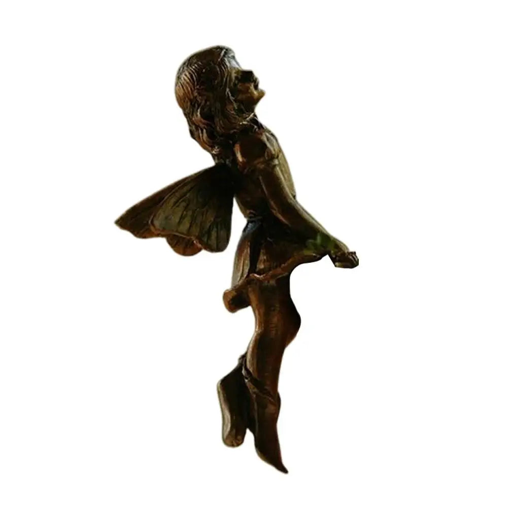 4Style Mini Girl Wings Hanging Cup Resin Decoration Fairy Combination Flower Basket Edge Decor For Garden Pot Ornaments H3U7