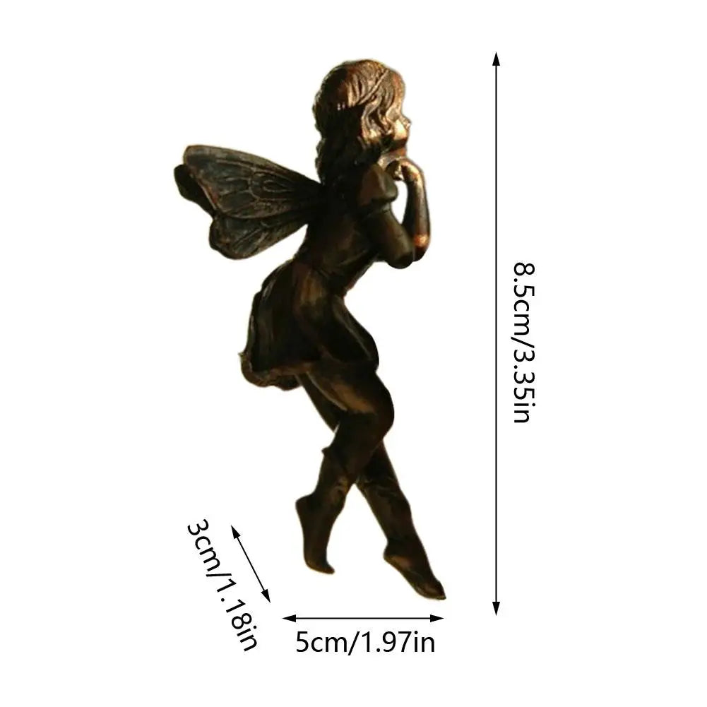 4Style Mini Girl Wings Hanging Cup Resin Decoration Fairy Combination Flower Basket Edge Decor For Garden Pot Ornaments H3U7