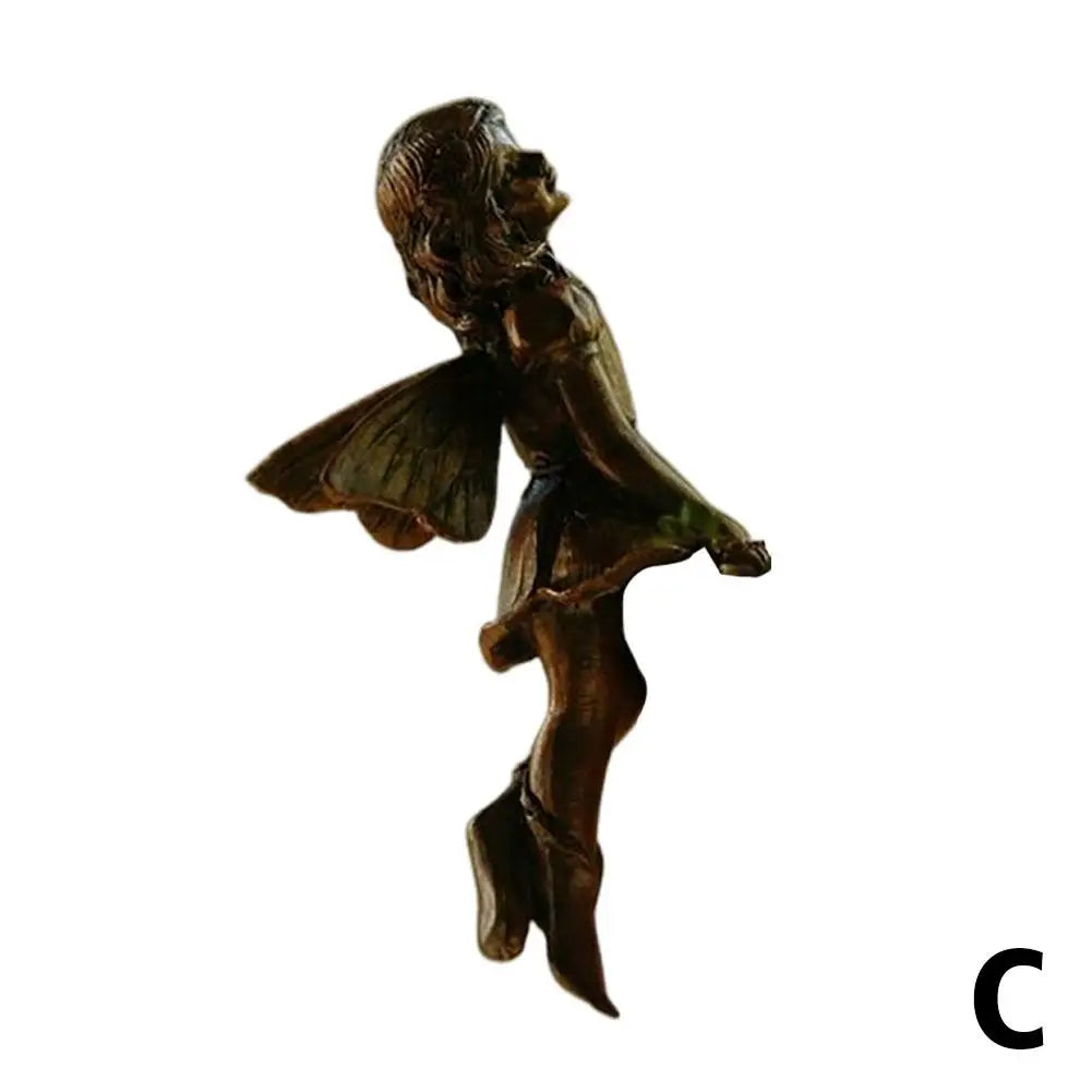 4Style Mini Girl Wings Hanging Cup Resin Decoration Fairy Combination Flower Basket Edge Decor For Garden Pot Ornaments H3U7