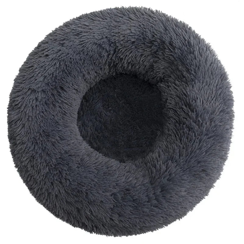 Large Plush Round Pet Bed – 40-90cm Soft Dog & Cat House for Winter Comfort
