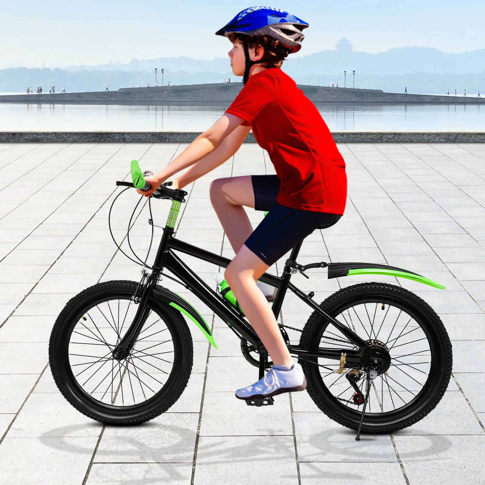 20"  7 Speeds Mountain Bike Kids Bicycle Dual-Disc Brakes Unisex Children's Bicycle Height Adjustable MTB Boys Girls Riding Bike
