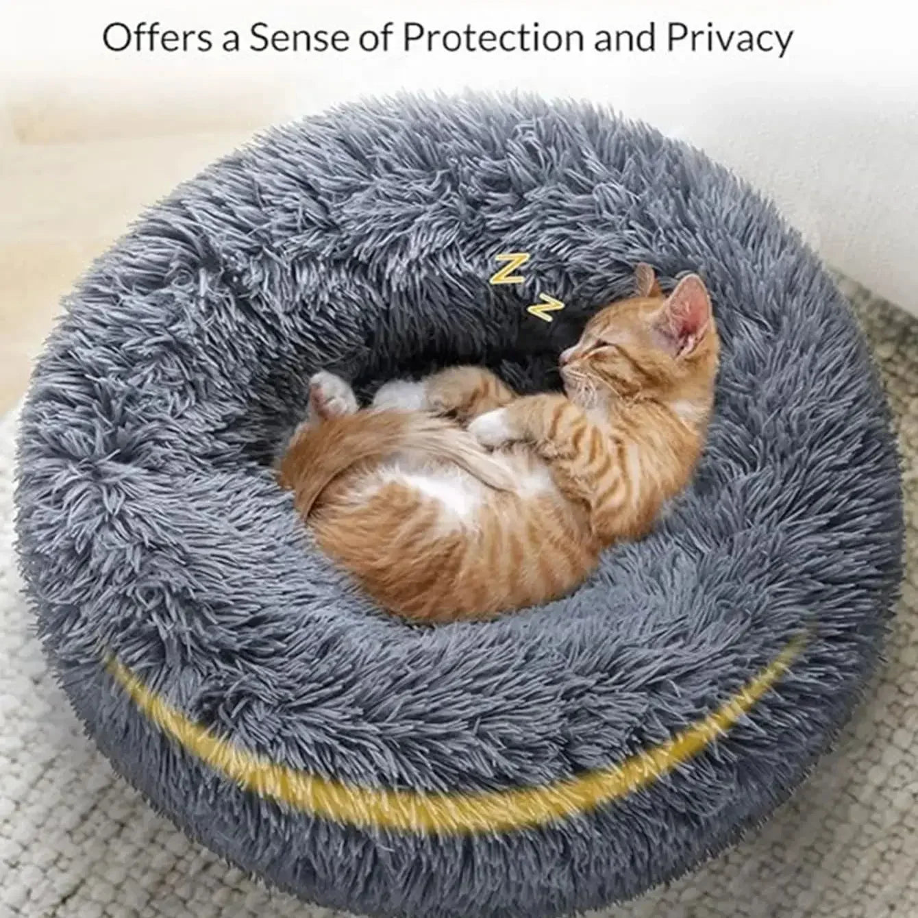 Large Plush Round Pet Bed – 40-90cm Soft Dog & Cat House for Winter Comfort
